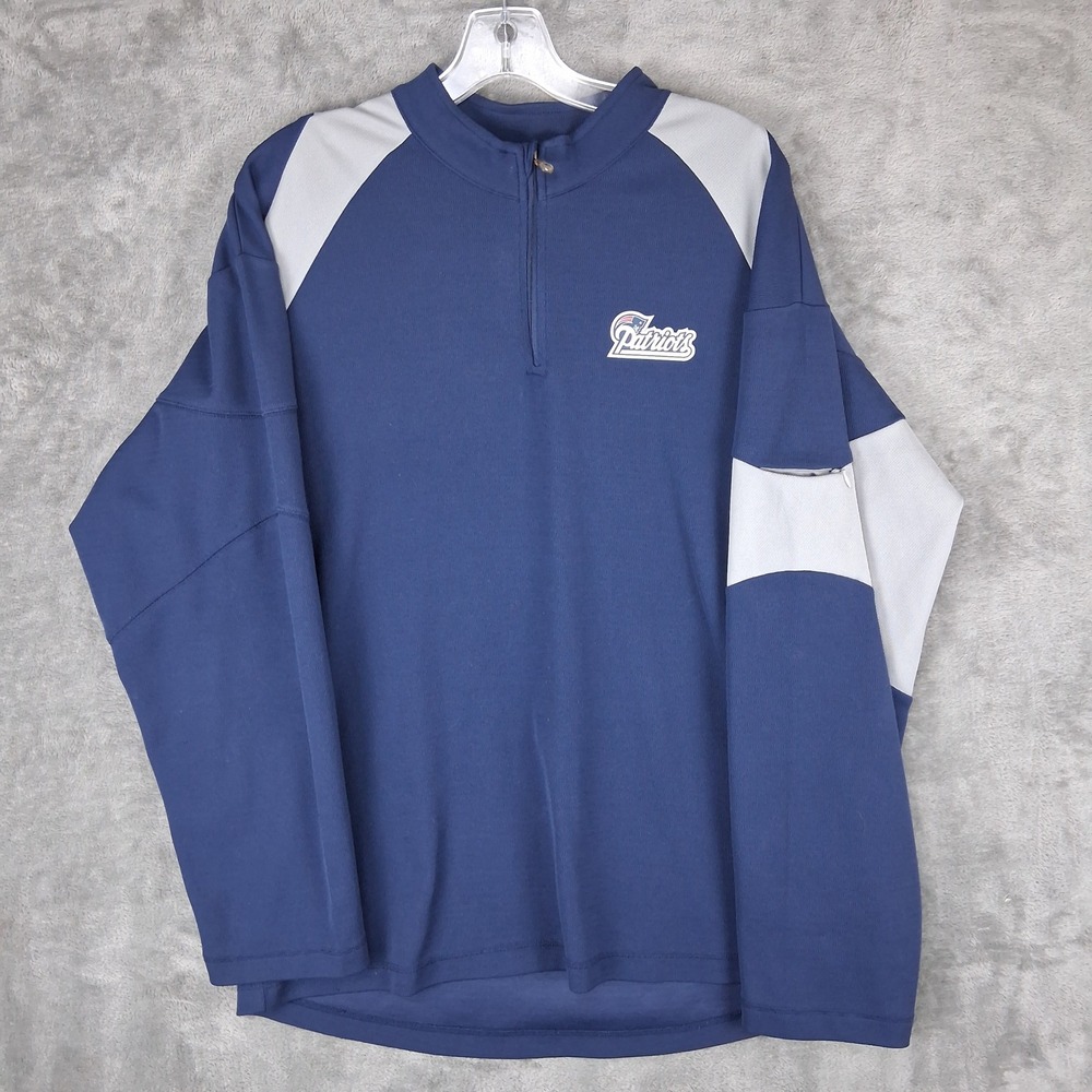 NFL Team Apparel New England Patriots Quarter Zip Pullover Mens Large Blue Y2K